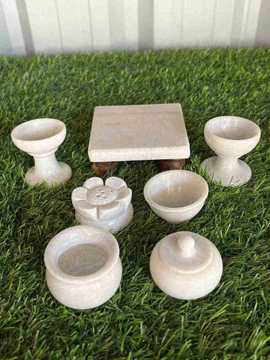 White Marble Pooja set combo big
