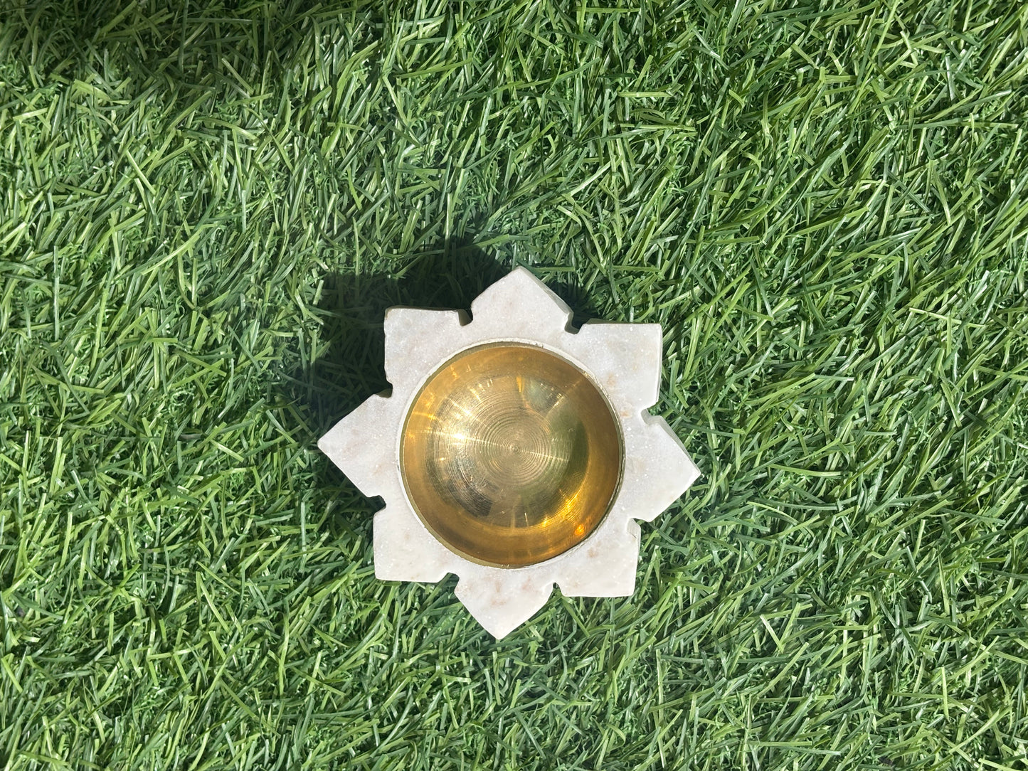 Golden Lotus Marble Deepam