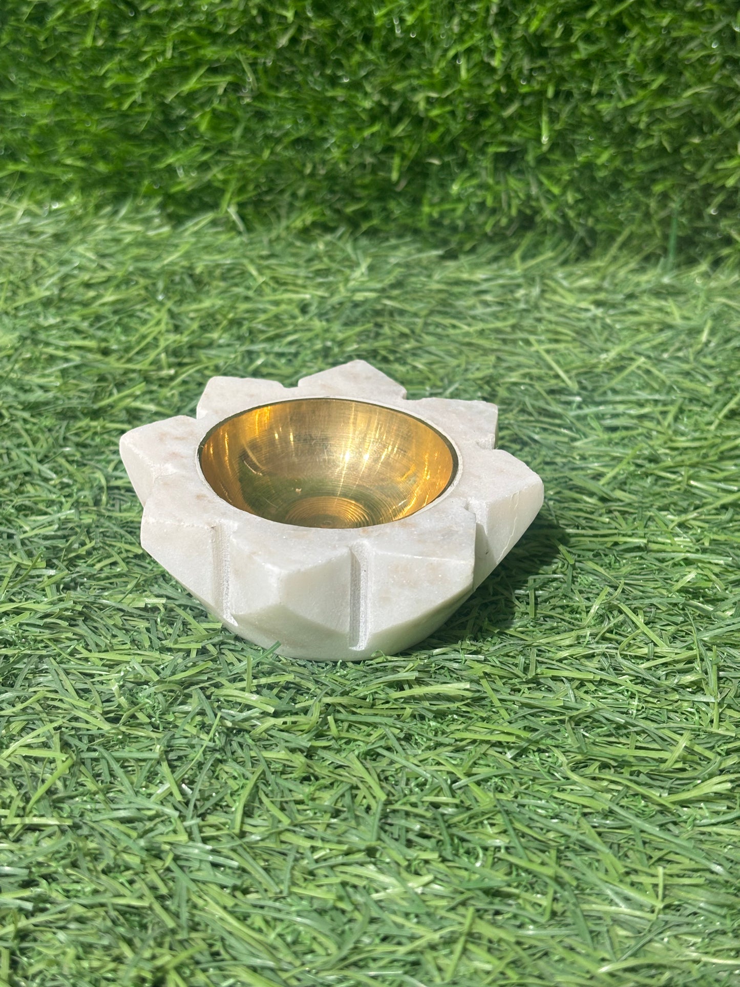 Golden Lotus Marble Deepam