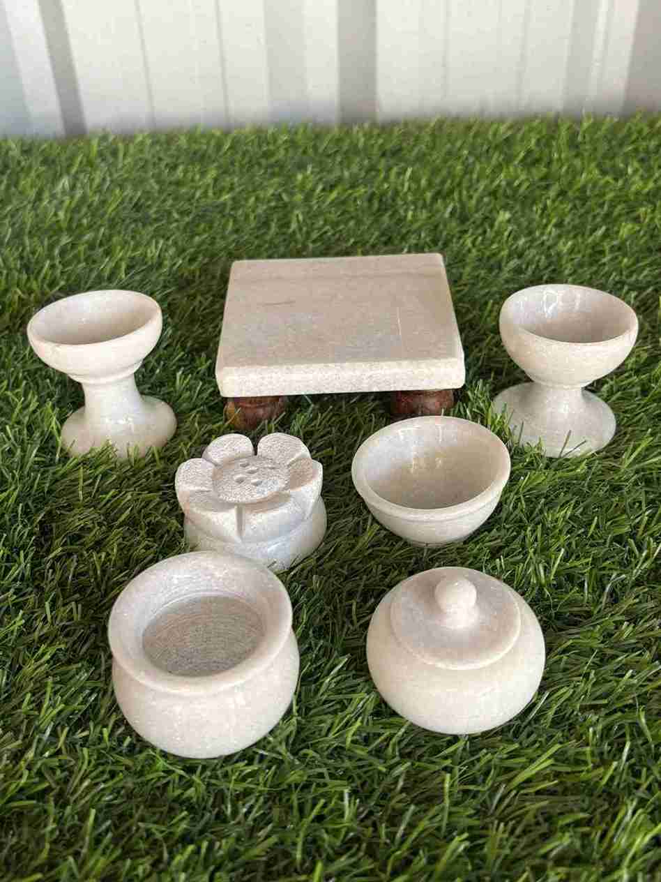 White Marble Pooja set combo big