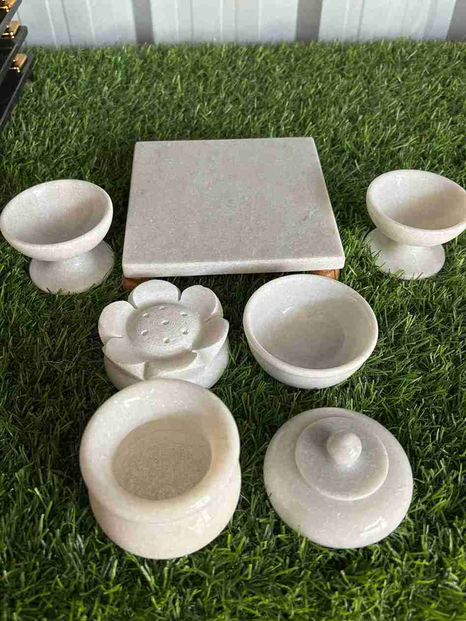 White Marble Pooja set combo big